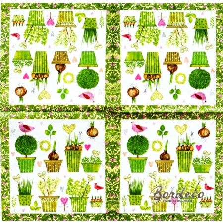 Serwetka do decoupage zioła w doniczkach 33x33 R2S