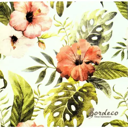 Serwetka do decoupage kwiaty i liście 33x33 RAVI Unikat
