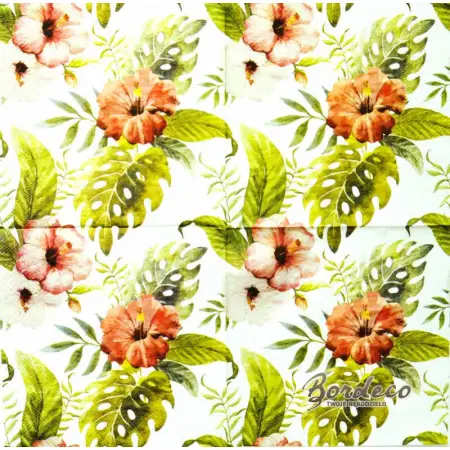 Serwetka do decoupage kwiaty i liście 33x33 RAVI Unikat