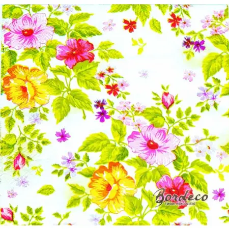 Serwetka do decoupage malowane  kolorowe kwiaty 33x33 RAVI Unikat