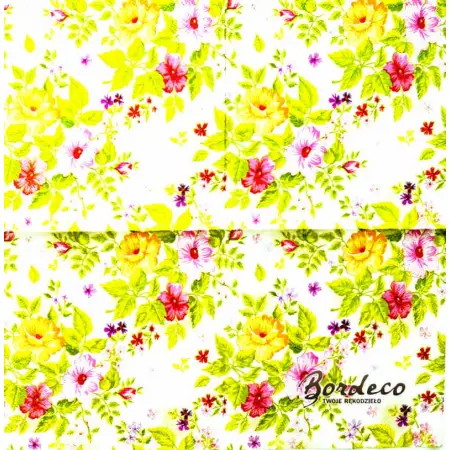 Serwetka do decoupage malowane  kolorowe kwiaty 33x33 RAVI Unikat