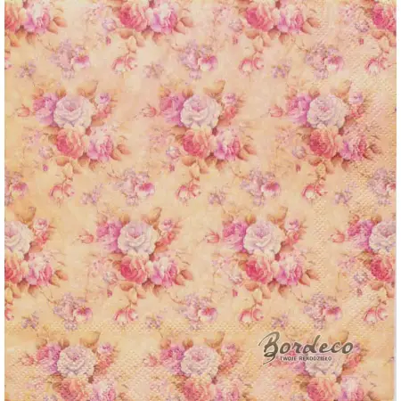 Serwetka do decoupage drobne różyczki w różu 33x33 RAVI Unikat