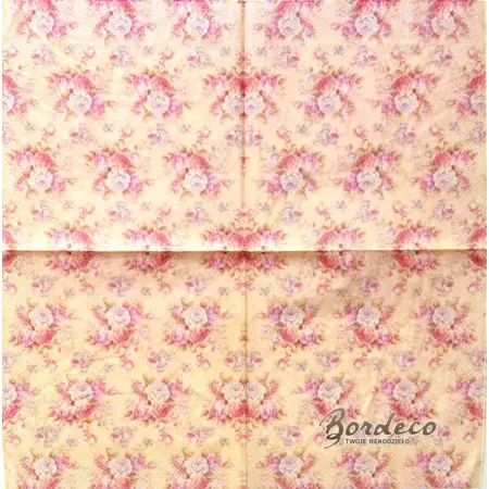 Serwetka do decoupage drobne różyczki w różu 33x33 RAVI Unikat