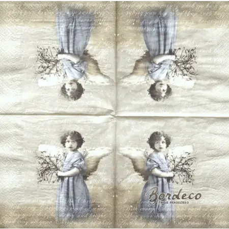 Serwetka do decoupage aniołek z jemiołą 33x33 SAGEN