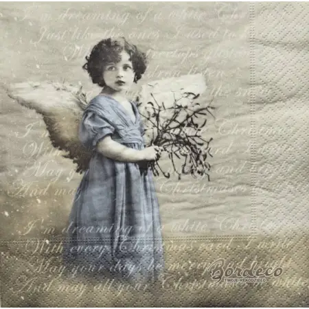 Serwetka do decoupage aniołek z jemiołą 33x33 SAGEN