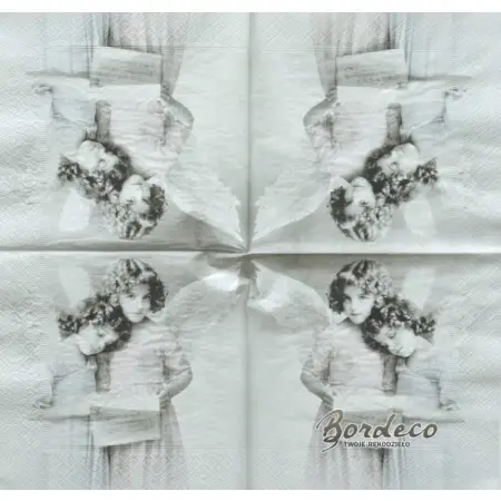 Serwetka do decoupage dwa aniołki z nutami 33x33 SAGEN