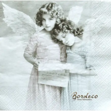 Serwetka do decoupage dwa aniołki z nutami 33x33 SAGEN