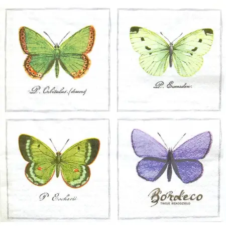 Serwetka do decoupage 4 motyle 33x33 SAGEN