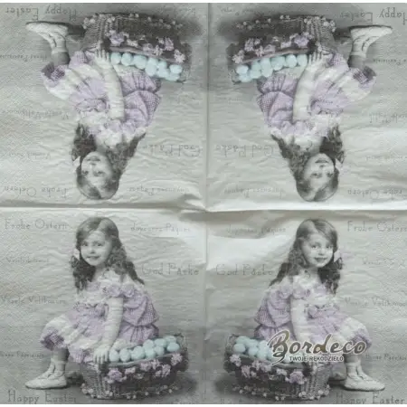 Serwetka do decoupage dziewczynka z pisankami 33x33 SAGEN