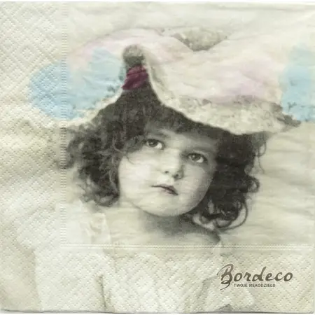 Serwetka do decoupage dziewczynka w kapeluszu 33x33 SAGEN