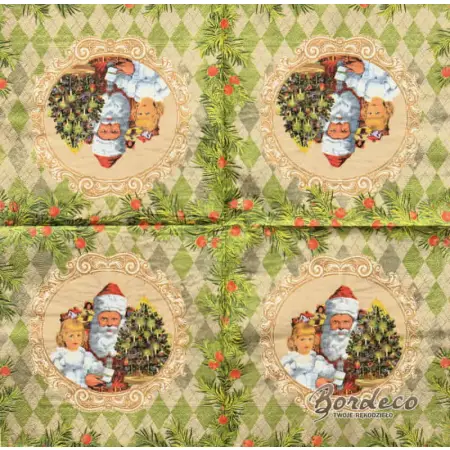 Serwetka do decoupage obrazek z Mikołajem 33x33 SAGEN