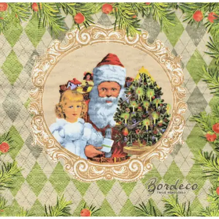 Serwetka do decoupage obrazek z Mikołajem 33x33 SAGEN