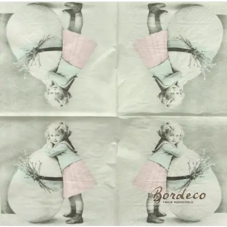 Serwetka do decoupage dziewczynka z mega pisanką 33x33 SAGEN