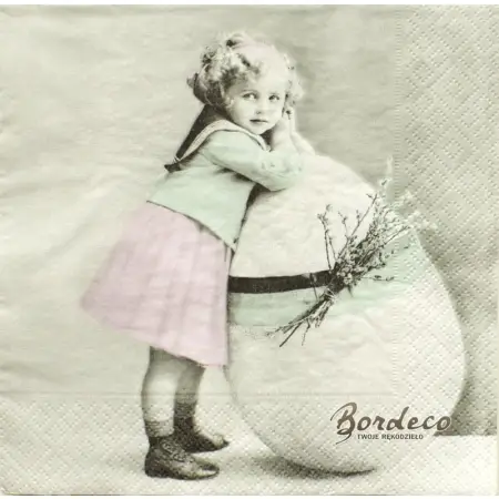 Serwetka do decoupage dziewczynka z mega pisanką 33x33 SAGEN