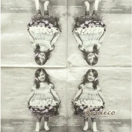 Serwetka do decoupage dziewczynka z pisankami 33x33 SAGEN