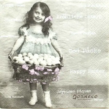 Serwetka do decoupage dziewczynka z pisankami 33x33 SAGEN