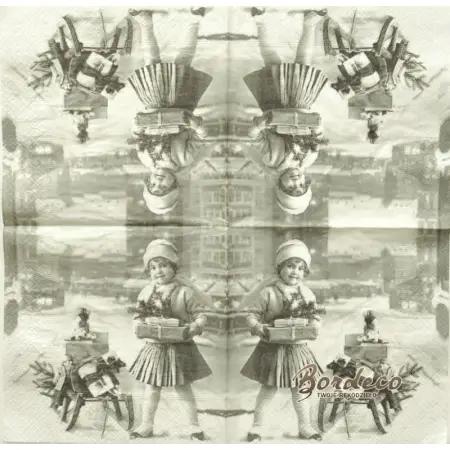 Serwetka do decoupage dziewczynka z prezentami 33x33 SAGEN