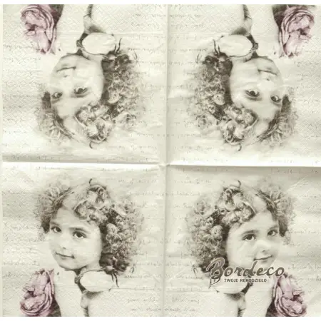 Serwetka do decoupage dziewczynka z różą 33x33 SAGEN