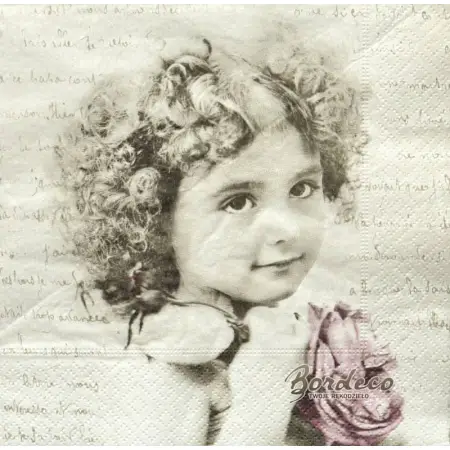 Serwetka do decoupage dziewczynka z różą 33x33 SAGEN