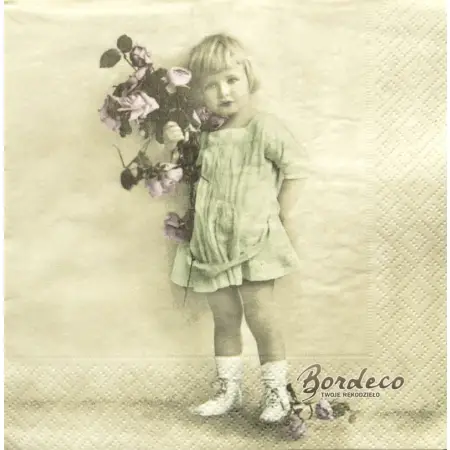Serwetka do decoupage dziewczynka w zielonej sukience 33x33 SAGEN
