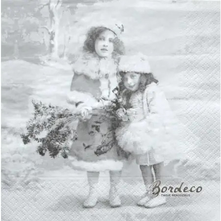 Serwetka do decoupage dziewczynki zimą 33x33 SAGEN