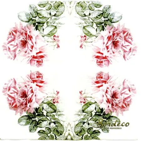 Serwetka do decoupage gałązki róż 33x33 firmy SAGEN