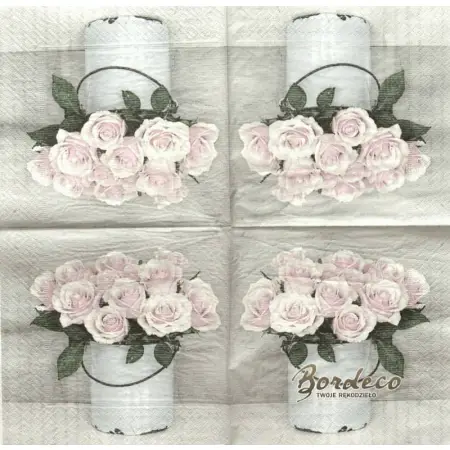 Serwetka do decoupage wiadro z różami 33x33 SAGEN