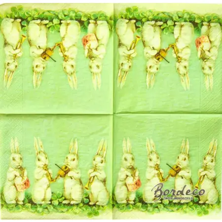 Serwetka do decoupage orkiestra białych króliczków 33x33 SKONA TING Unikat
