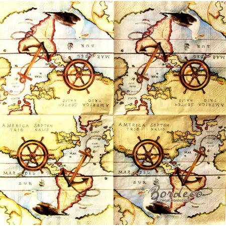 Serwetka do decoupage mapy mórz i oceanów 33x33 STEWO Unikat