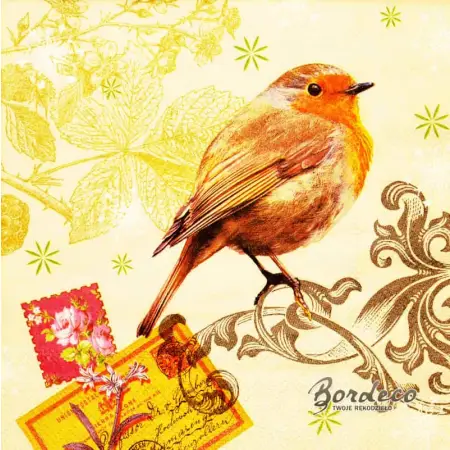 Serwetka do decoupage ptaszek rudzik 33x33 STEWO Unikat
