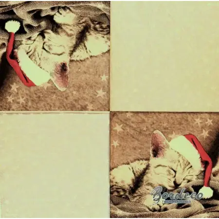 Serwetka do decoupage śpiący kotek w czapce 33x33 STEWO Unikat