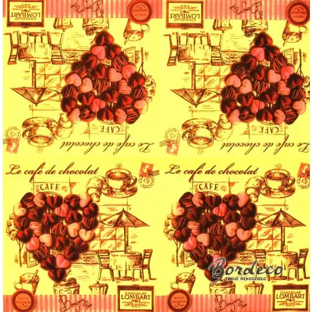 Serwetka do decoupage kafejka czekoladkowe serce 33x33 SWEET PAC Unikat
