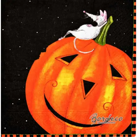 Serwetka do decoupage dynia z myszką, Halloween 33x33 SWEET PAC Unikat