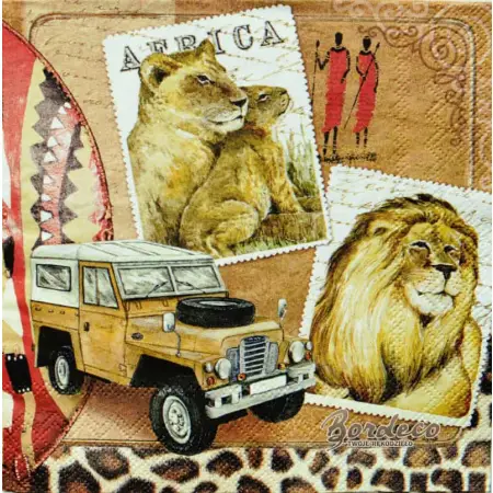 Serwetka do decoupage Afryka, rodzina lwów 33x33 SWEET PAC, Unikat