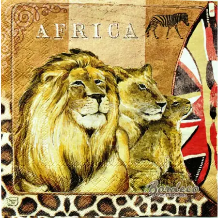 Serwetka do decoupage Afryka, rodzina lwów 33x33 SWEET PAC, Unikat