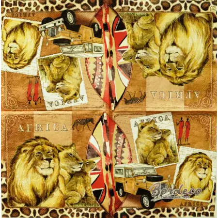 Serwetka do decoupage Afryka, rodzina lwów 33x33 SWEET PAC, Unikat