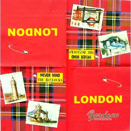 Serwetka do decoupage Londyn z agrafką 33x33 SWEET PAC, Unikat