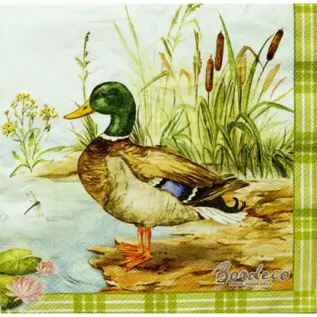 Serwetka do decoupage kacza rodzina pływająca po stawie 33x33 SWEET PAC, Unikat