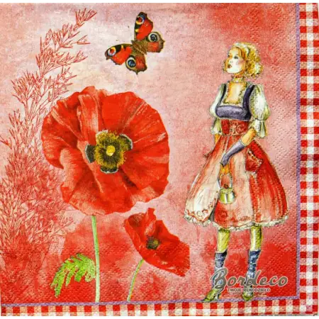 Serwetka do decoupage maki, dziewczyna i motylek 33x33 SWEET PAC, Unikat