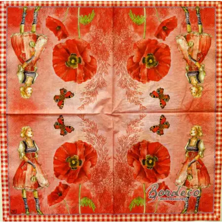 Serwetka do decoupage maki, dziewczyna i motylek 33x33 SWEET PAC, Unikat