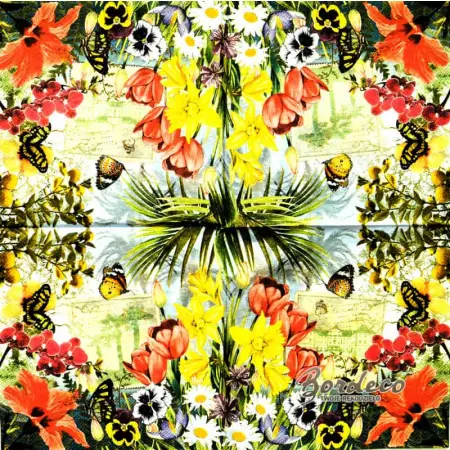 Serwetka do decoupage ogród pełen kwiatów 33x33 SWEET PAC, Unikat