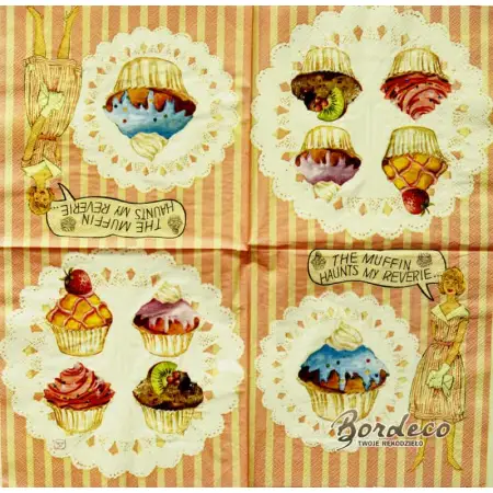 Serwetka do decoupage muffinki, babeczki 33x33 SWEET PAC, Unikat