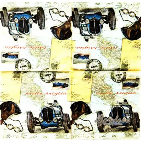 Serwetka do decoupage wyścigi samochodowe  retro 33x33 SWEET PAC, Unikat