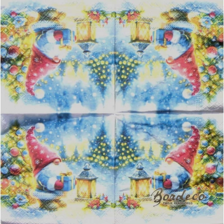 Serwetka do decoupage skrzat z prezentem 33x33 TETEaTETE