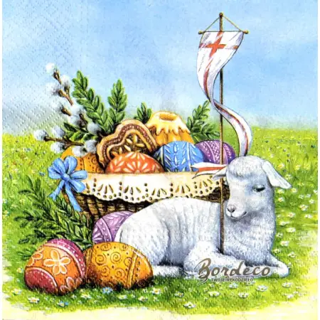Serwetka do decoupage wielkanocny baranek 33x33 TETEaTETE