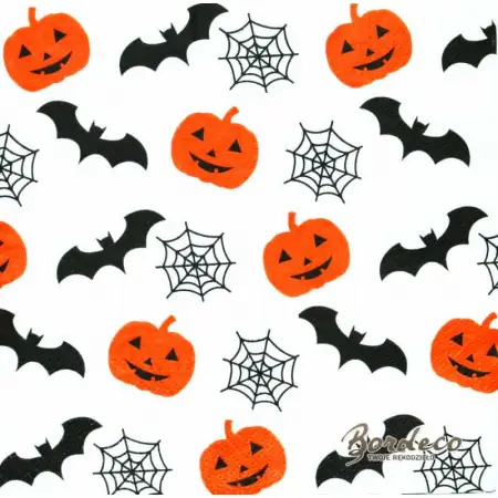 Serwetka do decoupage Halloween, nietoperze, pająki, dynie 33x33 TETEaTETE Unikat