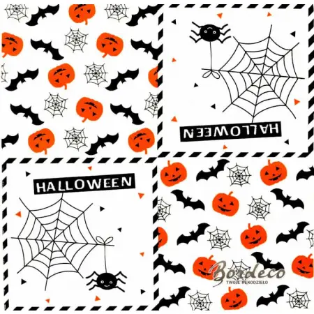 Serwetka do decoupage Halloween, nietoperze, pająki, dynie 33x33 TETEaTETE Unikat