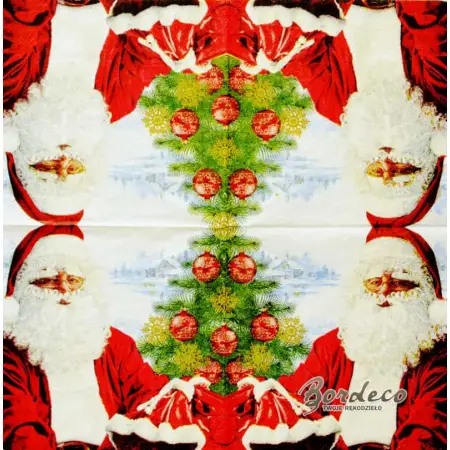 Serwetka do decoupage Mikołaj przy choince  33x33 TETEaTETE Unikat