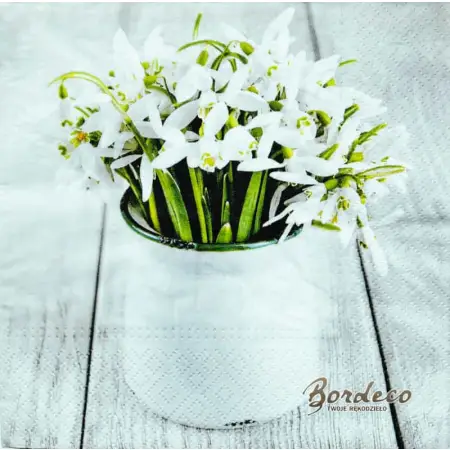 Serwetka do decoupagebiałe kwiaty i dekoracje  33x33 TETEaTETE Unikat