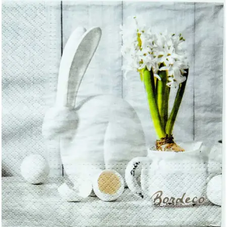 Serwetka do decoupagebiałe kwiaty i dekoracje  33x33 TETEaTETE Unikat